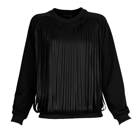 Lalipop Design | Bluza czarna bluza z frędzlami