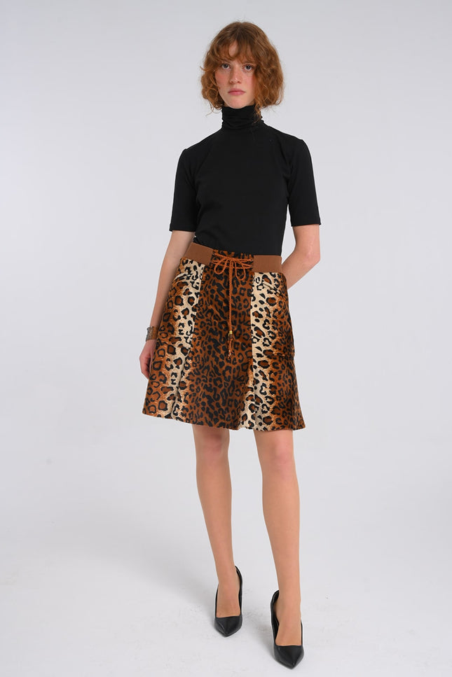 Lalipop Design | Leopard Print Flared Hem Mini Skirt