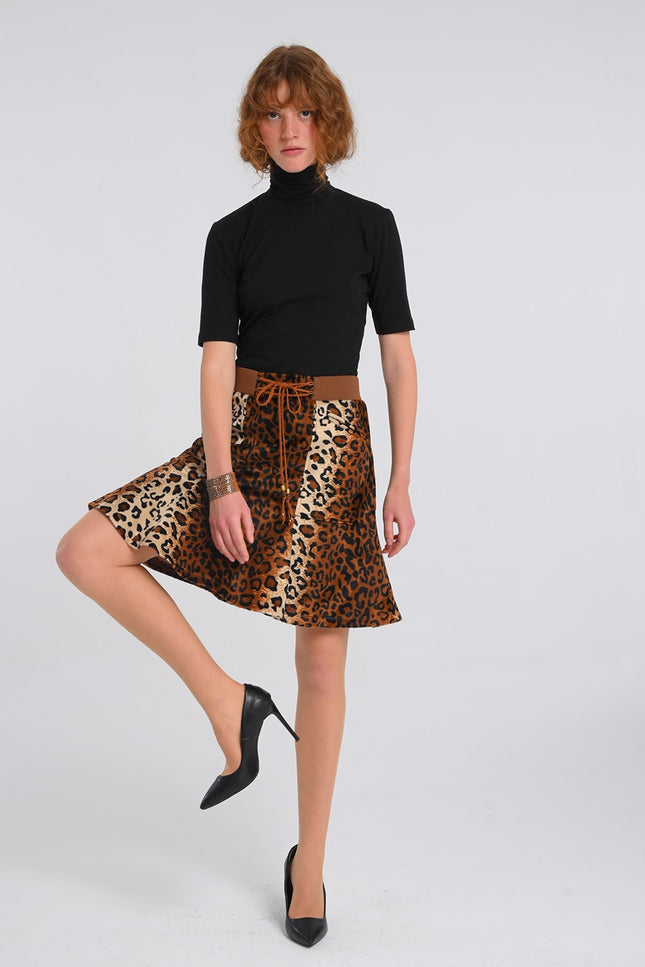 Lalipop Design | Leopard Print Flared Hem Mini Skirt