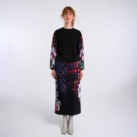 Lalipop Design | Floral Print Fully Pleated Maxi Skirt