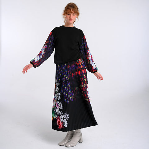 Lalipop Design | Floral Print Fully Pleated Maxi Skirt