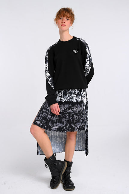 Lalipop Design | Asymmetrical Midi Skirt with an Abstract Print Design
