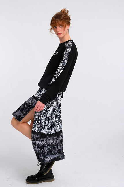 Lalipop Design | Asymmetrical Midi Skirt with an Abstract Print Design