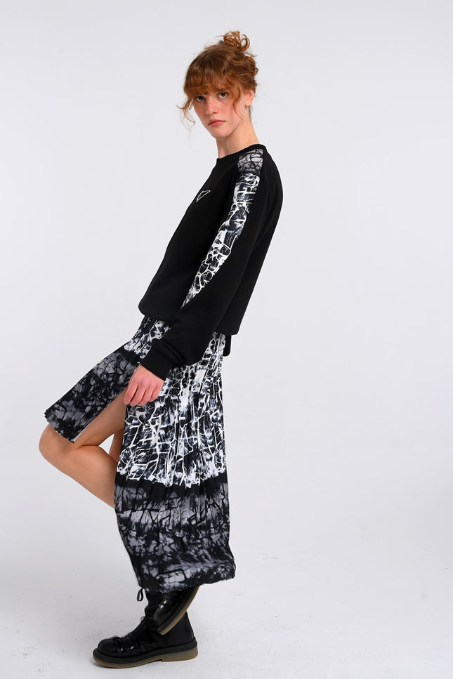 Lalipop Design | Asymmetrical Midi Skirt with an Abstract Print Design