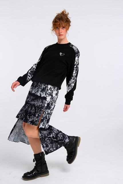 Lalipop Design | Asymmetrical Midi Skirt with an Abstract Print Design