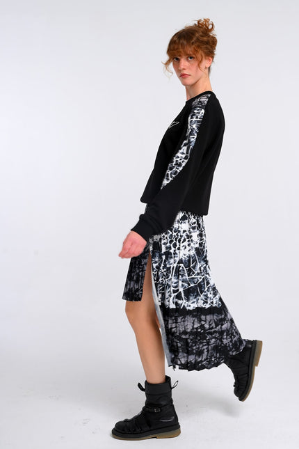 Lalipop Design | Asymmetrical Midi Skirt with an Abstract Print Design