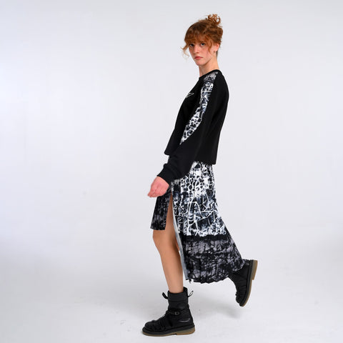 Lalipop Design | Asymmetrical Midi Skirt with an Abstract Print Design