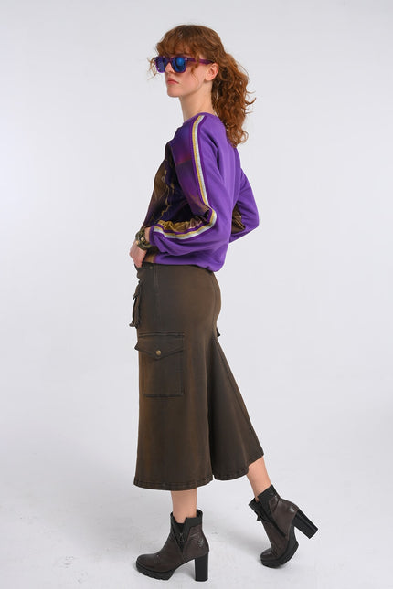 Lalipop Design | Abstract Print & Purple Paneled Sweatshirt