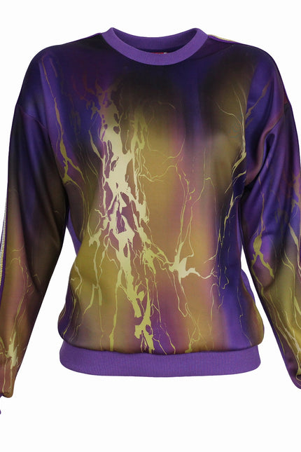 Lalipop Design | Abstract Print & Purple Paneled Sweatshirt