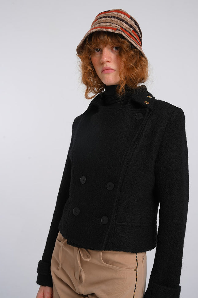 Lalipop Design | Felted Wool-Blend Colorful Eyelet Short Coat