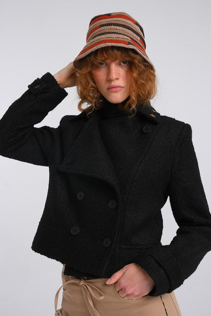 Lalipop Design | Felted Wool-Blend Colorful Eyelet Short Coat