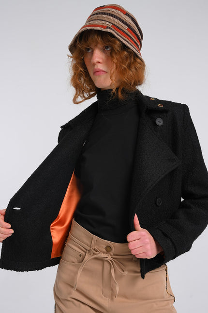 Lalipop Design | Felted Wool-Blend Colorful Eyelet Short Coat