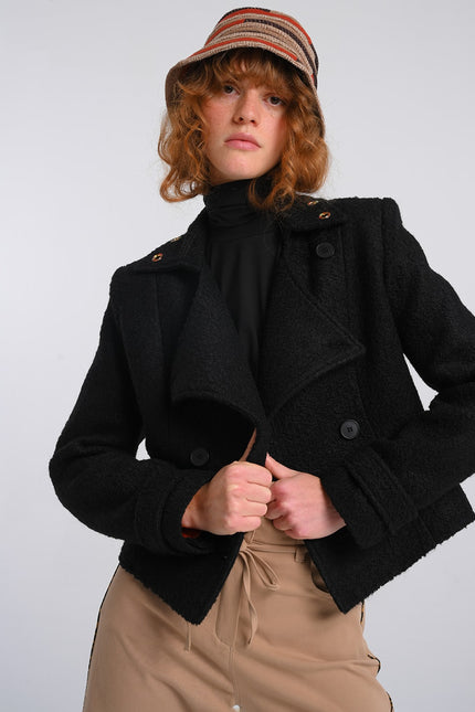Lalipop Design | Felted Wool-Blend Colorful Eyelet Short Coat