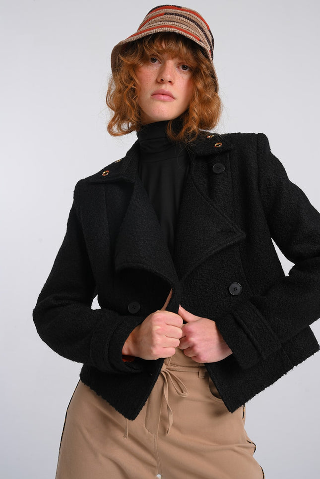 Lalipop Design | Felted Wool-Blend Colorful Eyelet Short Coat