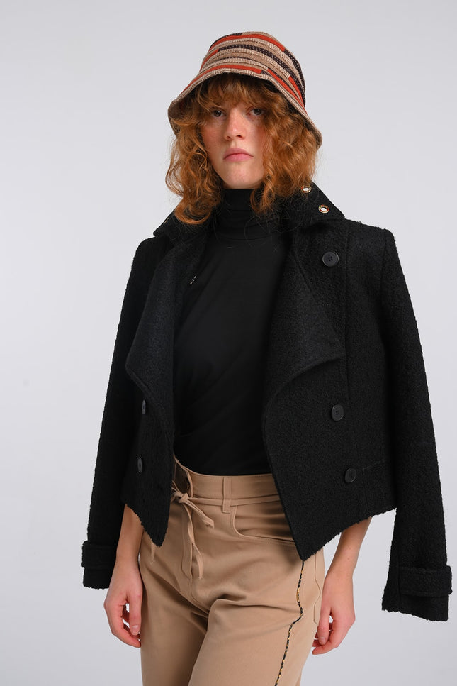 Lalipop Design | Felted Wool-Blend Colorful Eyelet Short Coat