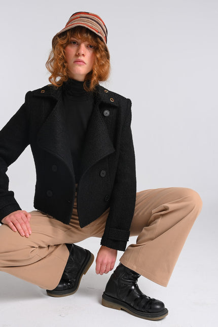 Lalipop Design | Felted Wool-Blend Colorful Eyelet Short Coat