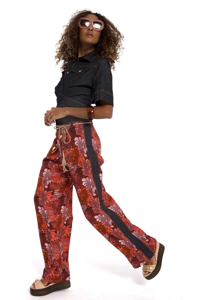 Lalipop Design | Hibiscus Floral Print Wide Leg Trousers