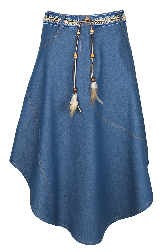 Lalipop Design | Asymmetric Flared Denim Midi Skirt