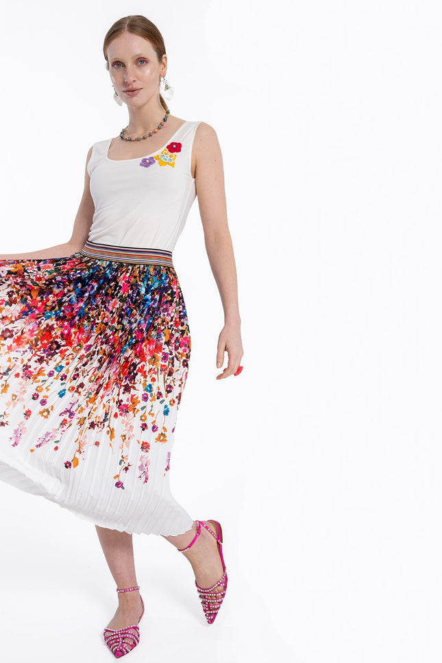 Lalipop Design | Floral Print Pleated Midi Skirt