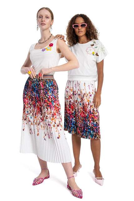 Lalipop Design | Floral Print Pleated Midi Skirt