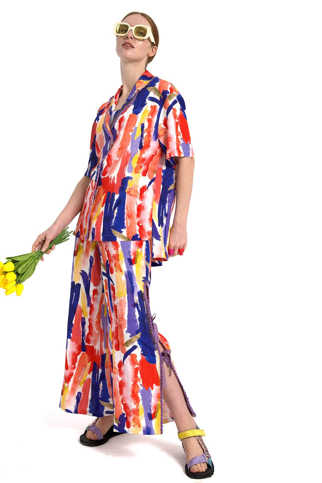 Lalipop Design | Abstract Printed Shirt with Hand-Embroidered Detail