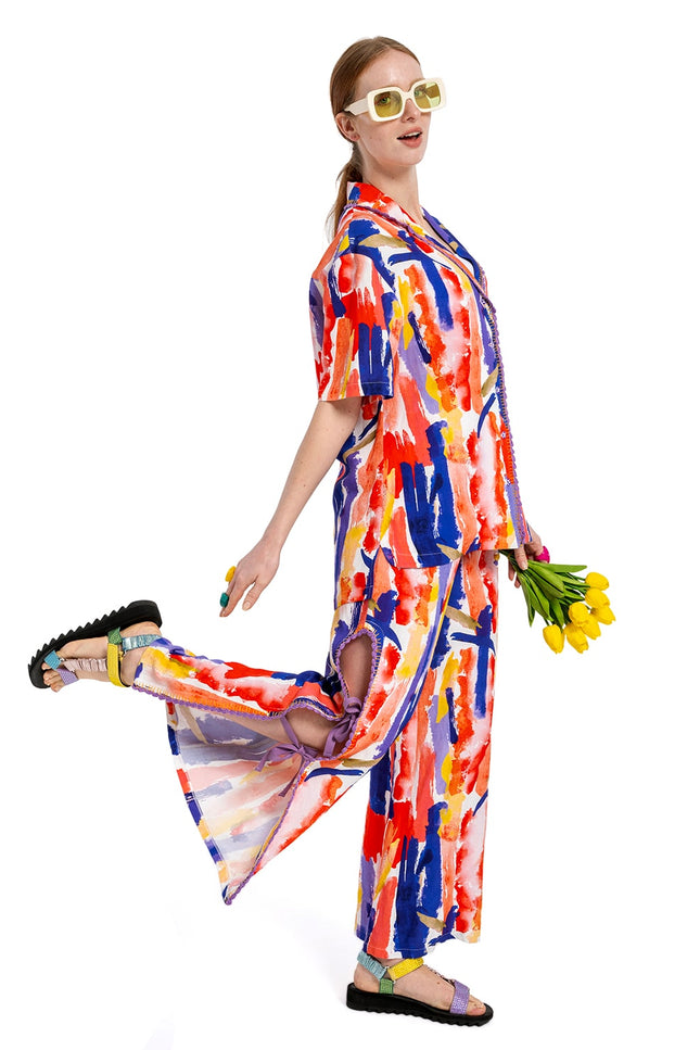 Lalipop Design | Abstract Printed Shirt with Hand-Embroidered Detail