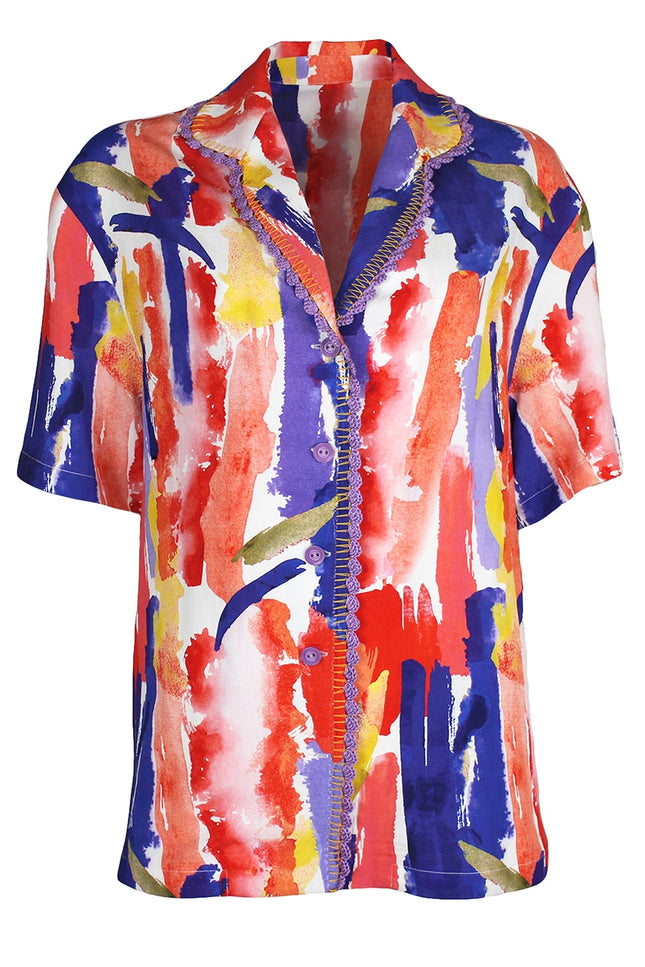 Lalipop Design | Abstract Printed Shirt with Hand-Embroidered Detail