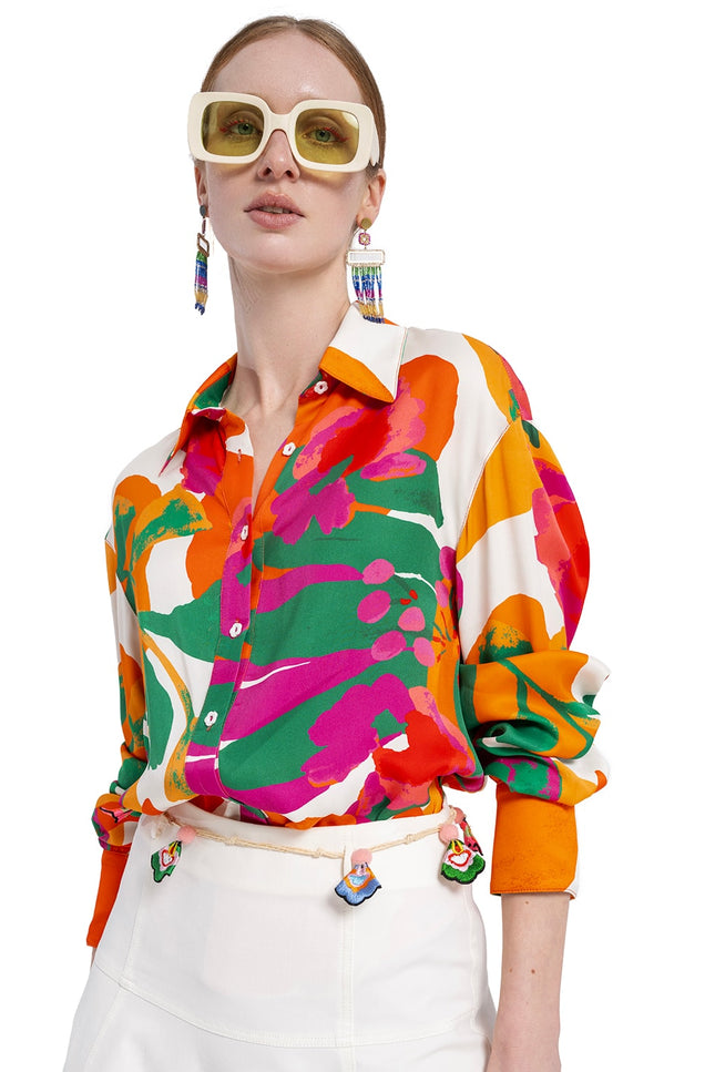 Lalipop Design | Satin Button-Down Blouse