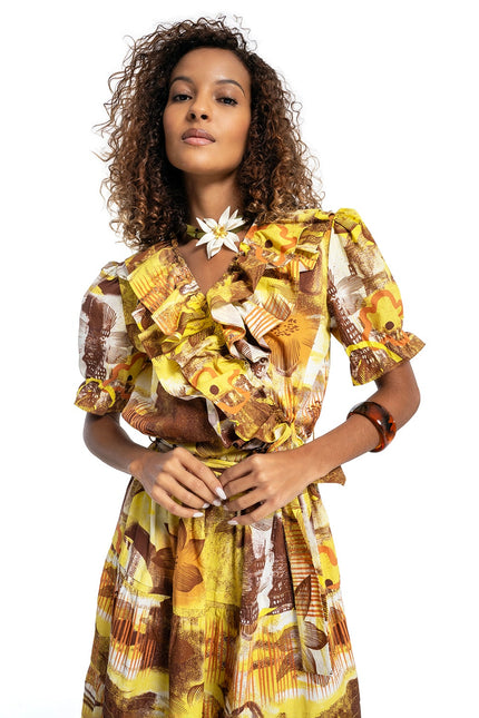Lalipop Design | Abstract Floral Stretch Midi Dress