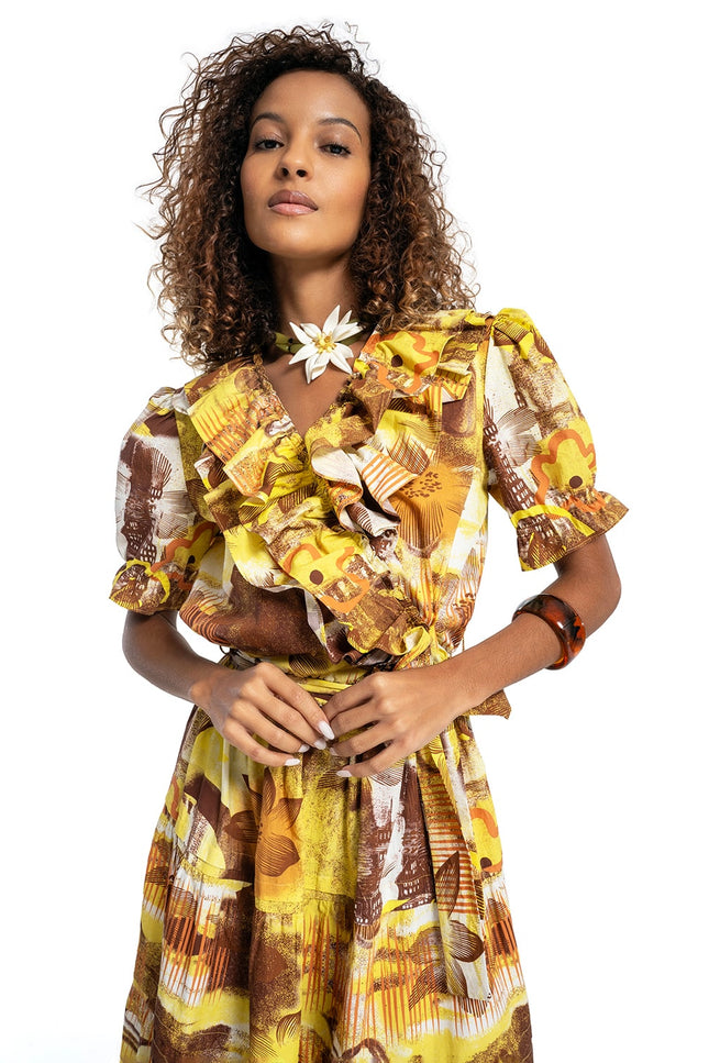 Lalipop Design | Abstract Floral Stretch Midi Dress