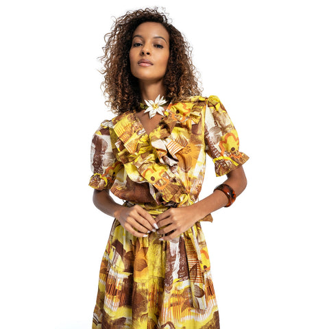 Lalipop Design | Abstrakcyjna, kwiatowa, elastyczna sukienka midi