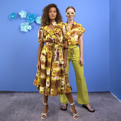 Lalipop Design | Abstrakcyjna, kwiatowa, elastyczna sukienka midi