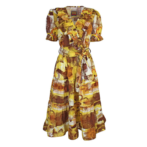 Lalipop Design | Abstrakcyjna, kwiatowa, elastyczna sukienka midi