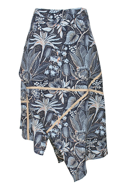 Lalipop Design | Floral Print Silky Touch Asymmetric Midi Skirt