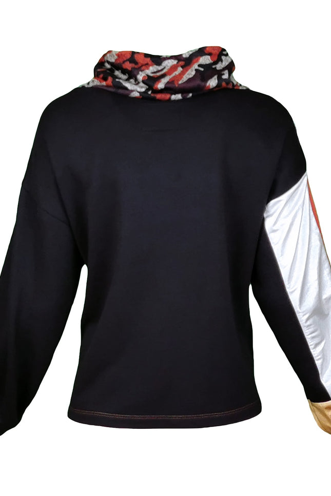 Lalipop Design | Silver & Gold Garnished Sweatshirt with Camo Digital Print
