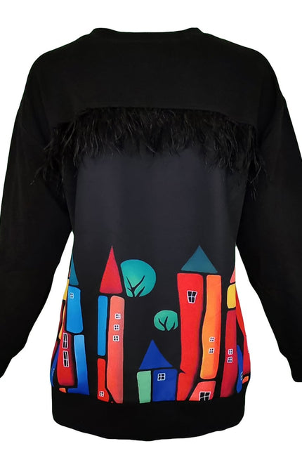 Lalipop Design | Sweatshirt with Colorful House Print on the Back