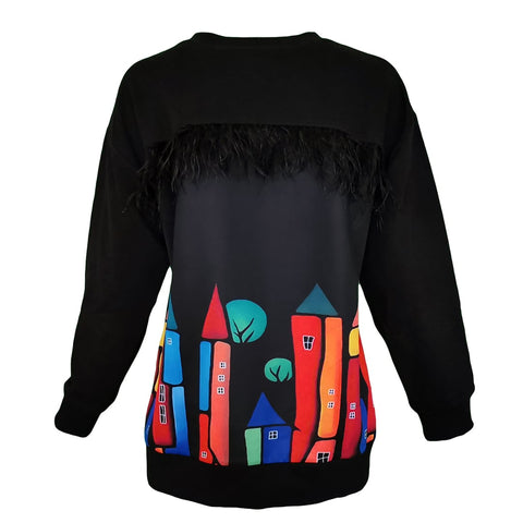 Lalipop Design | Sweatshirt with Colorful House Print on the Back