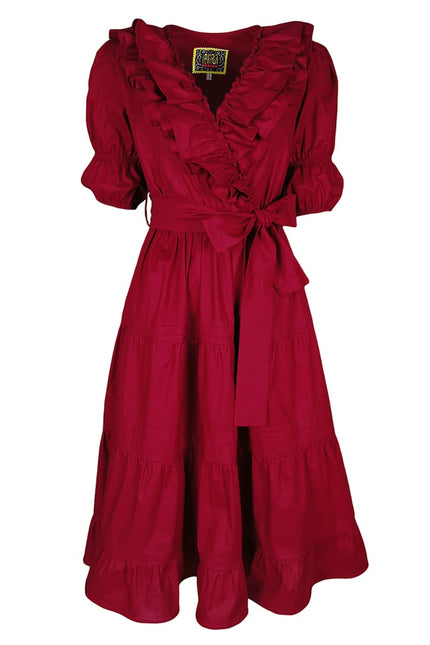 Lalipop Design | Double-Breasted V-Neck Midi Dress With Ruffles
