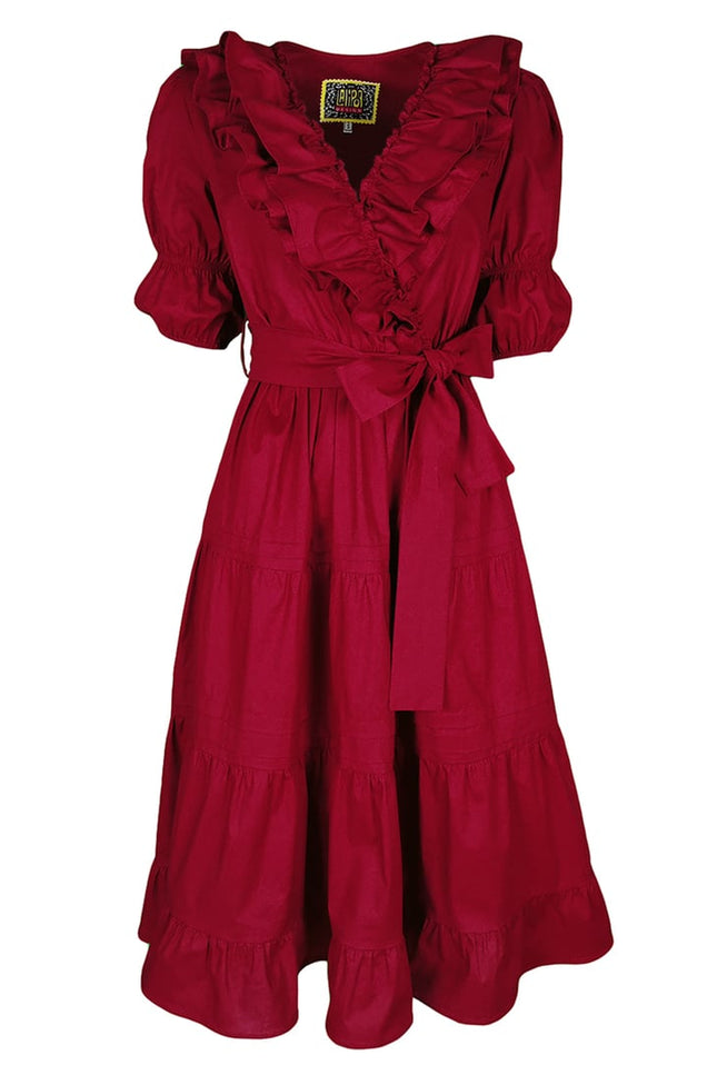 Lalipop Design | Double-Breasted V-Neck Midi Dress With Ruffles