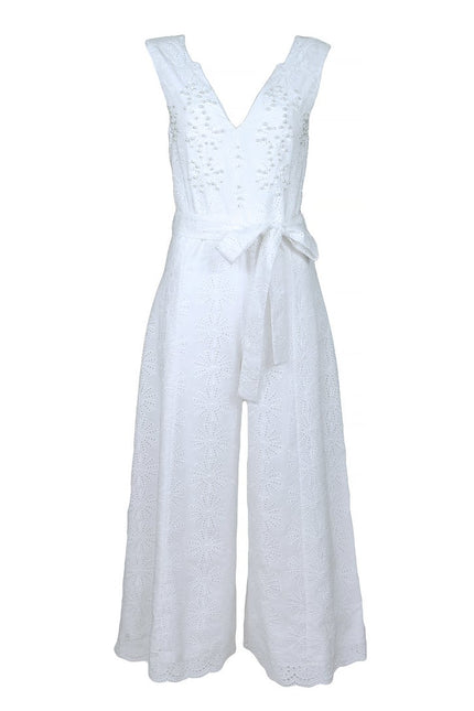 Lalipop Design | Embroidery Jumpsuit With Faux Pearl & Diamond Details