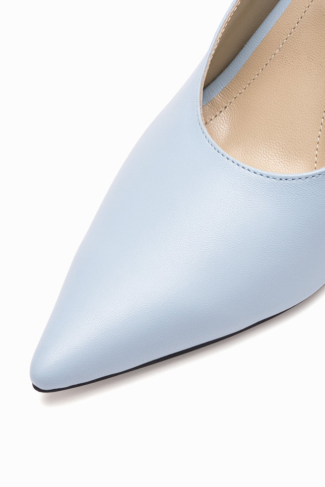 leather slingback stilettos baby blue detail