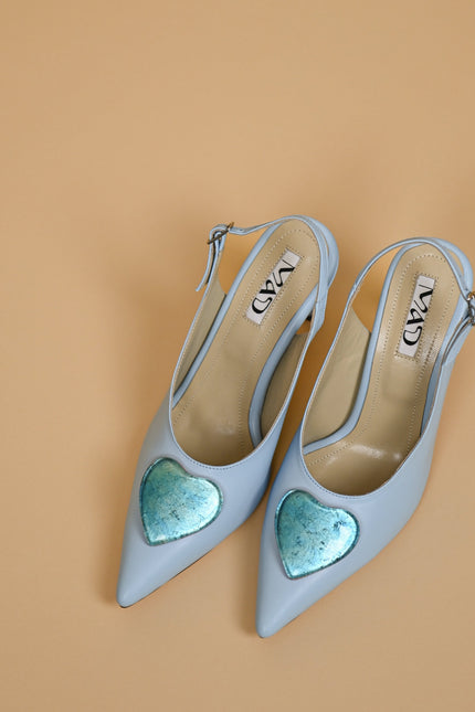 leather slingback stilettos baby blue gold blue glass hearts artistic 2