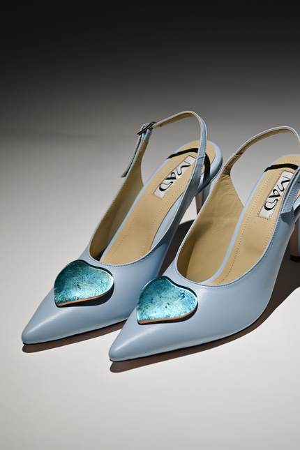 leather slingback stilettos baby blue gold blue glass hearts profile artistic 1