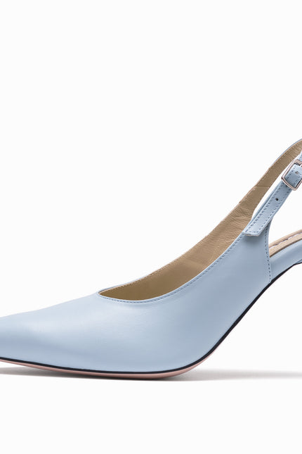 leather slingback stilettos baby blue profile