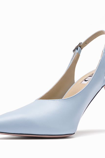 leather slingback stilettos baby blue semi profile