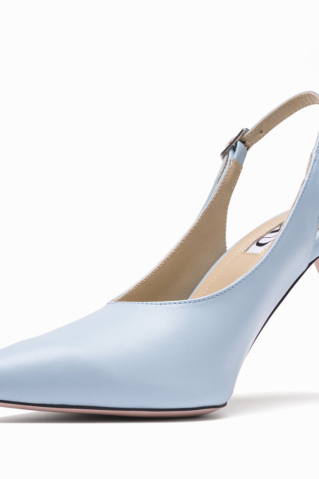 leather slingback stilettos baby blue semi profile