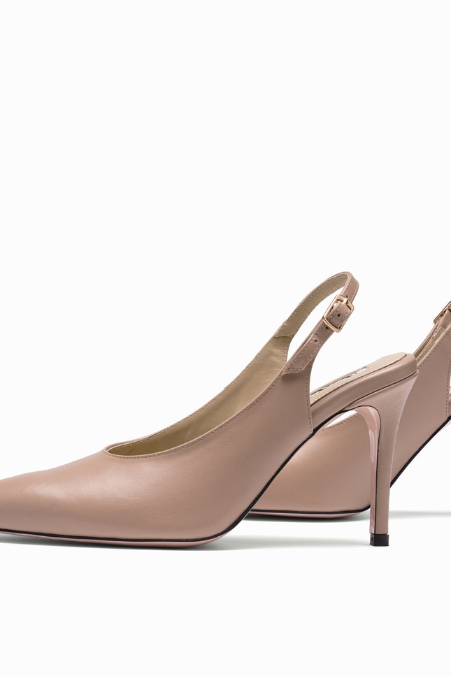 leather slingback stilettos beige