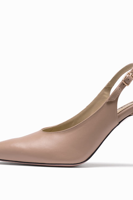 leather slingback stilettos beige profile
