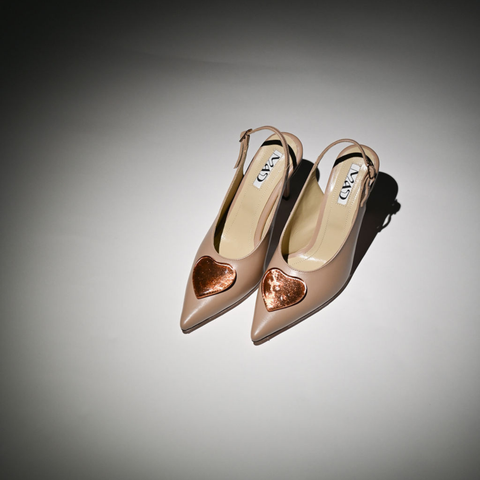 The Mad Shoes | YOKO Slingback Nude Amour Cognac