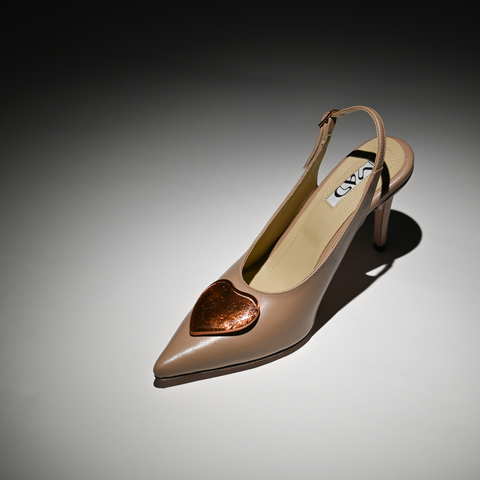 The Mad Shoes | YOKO Slingback Nude Amour Cognac